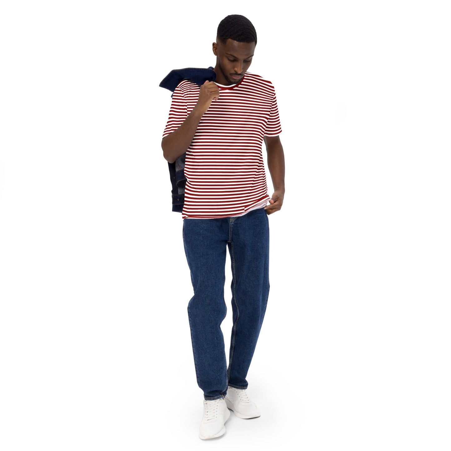 Men's Burgundy Striped T-Shirt - Activewear Well