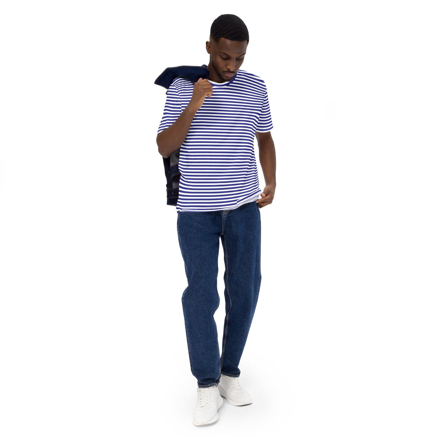 Men's Blue Striped Casual T-Shirt - Activewear Well
