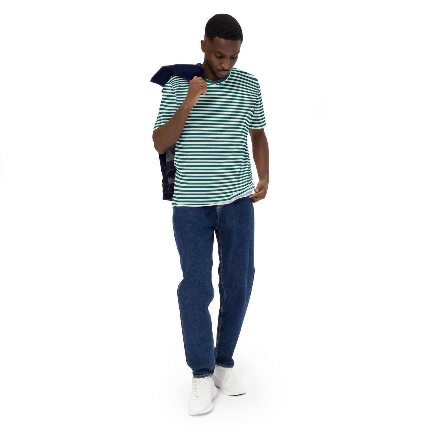 Men's Green Striped T-Shirt - Activewear Well