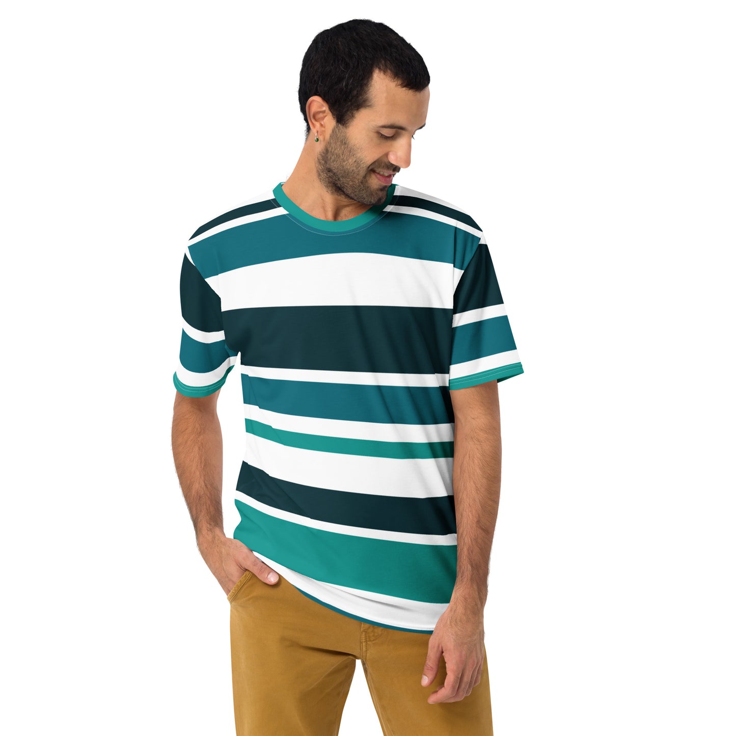 Men's Green Striped T-Shirt - Activewear Well