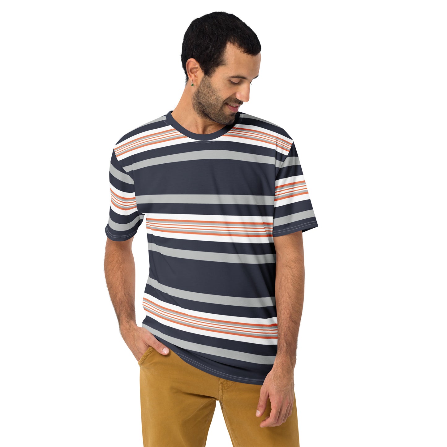 Men's Grey Striped T-Shirt - Activewear Well