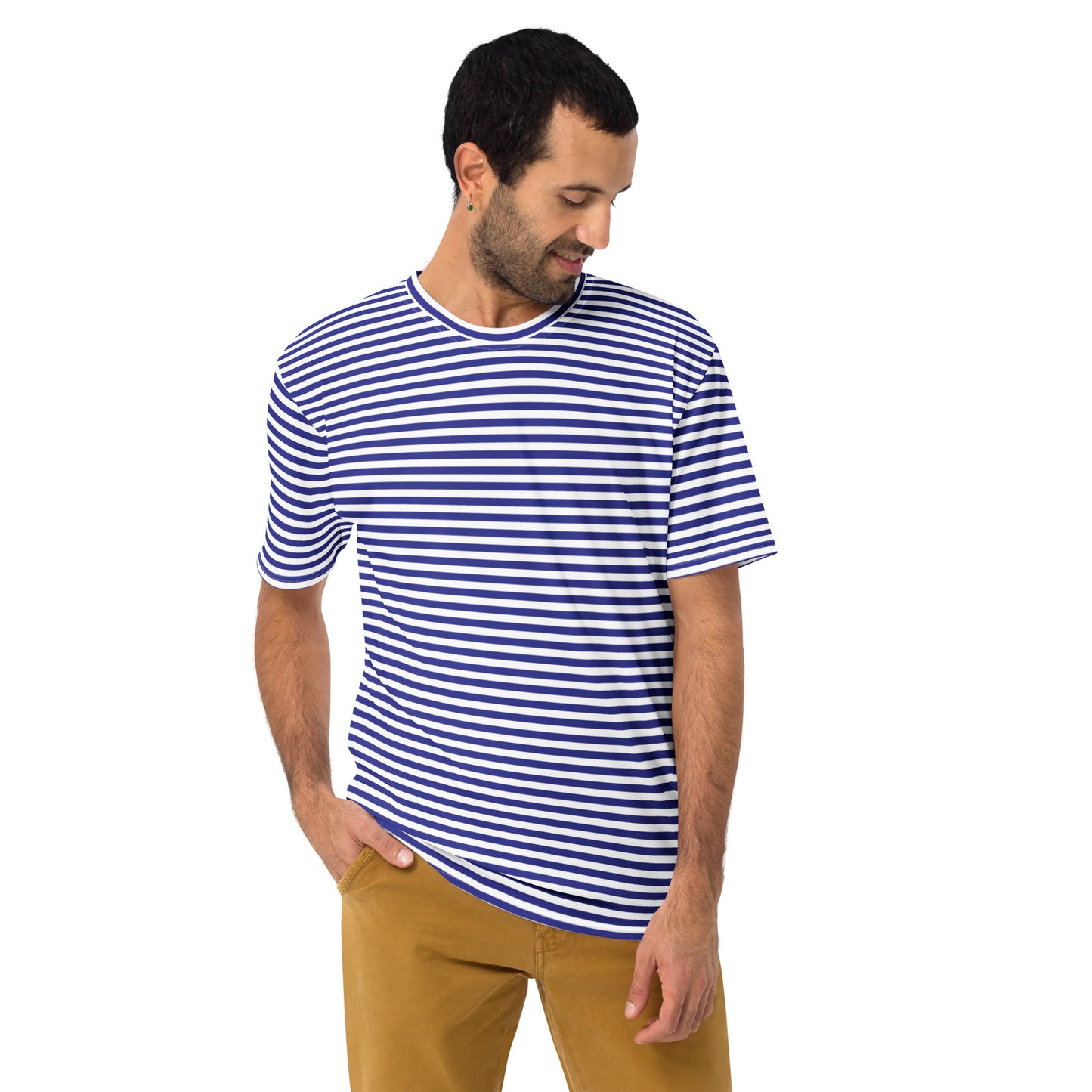 Men's Blue Striped Casual T-Shirt - Activewear Well