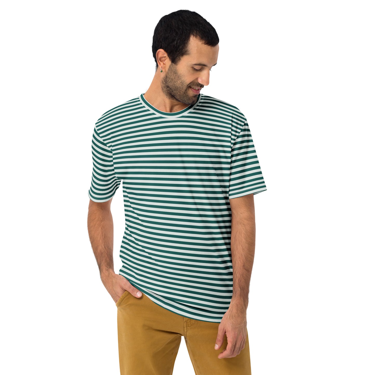 Men's Green Striped T-Shirt - Activewear Well
