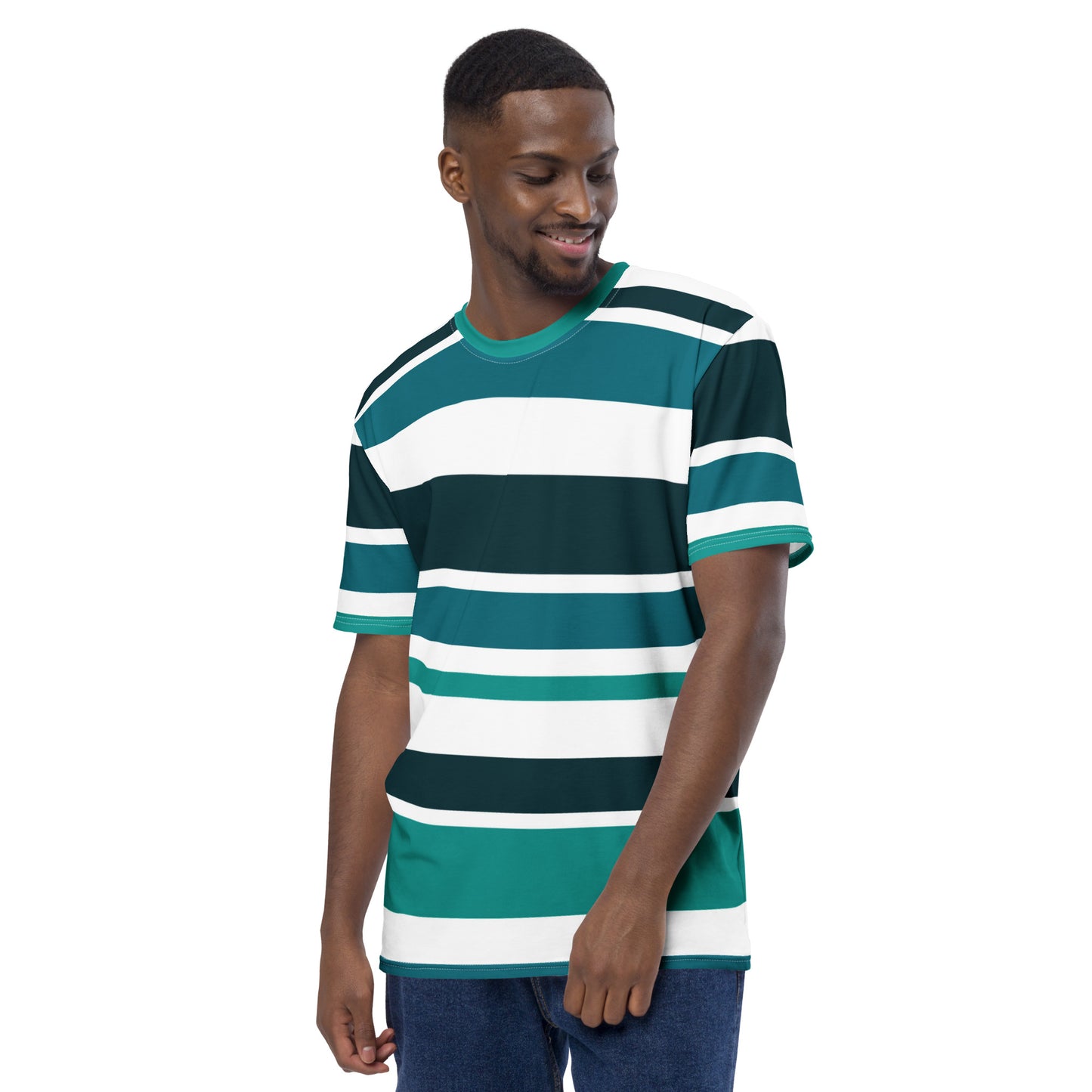 Men's Green Striped T-Shirt - Activewear Well