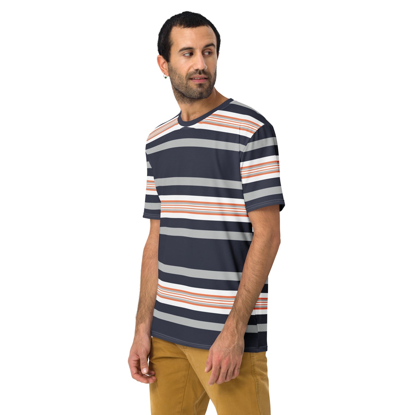 Men's Grey Striped T-Shirt - Activewear Well