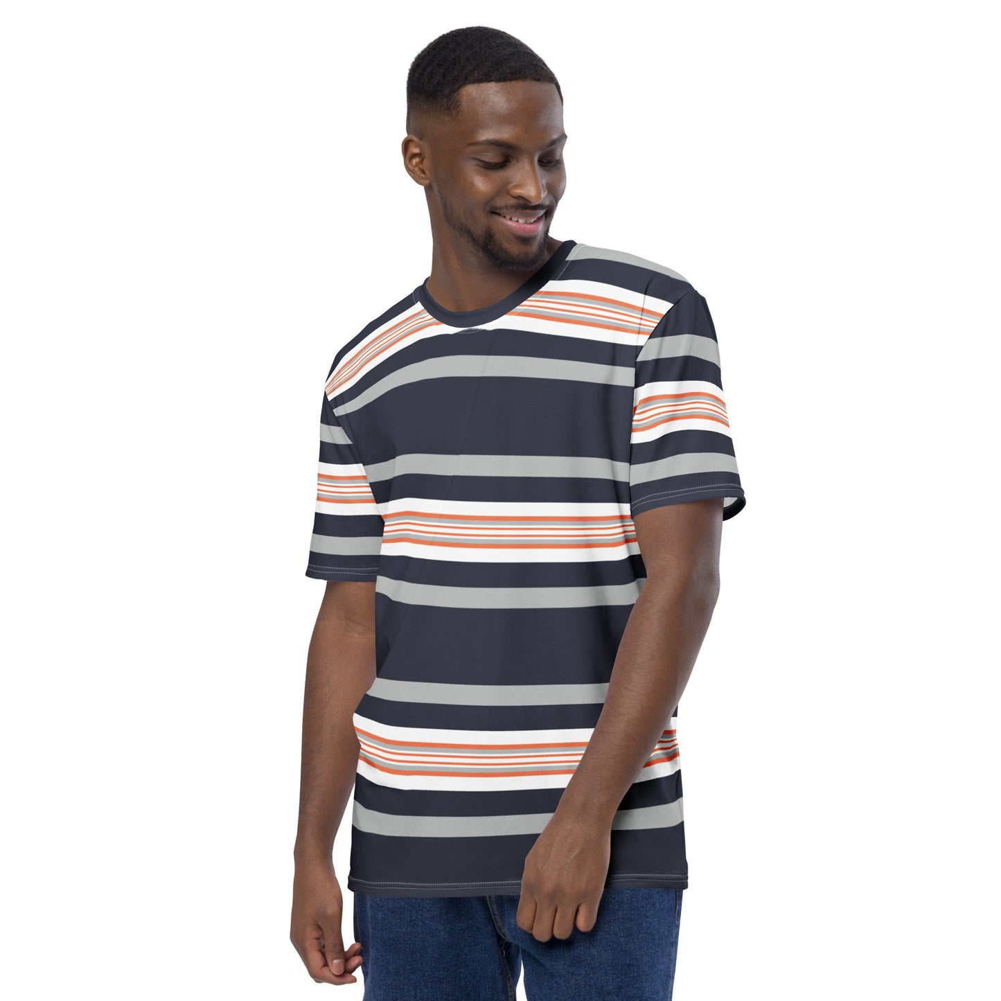 Men's Grey Striped T-Shirt - Activewear Well