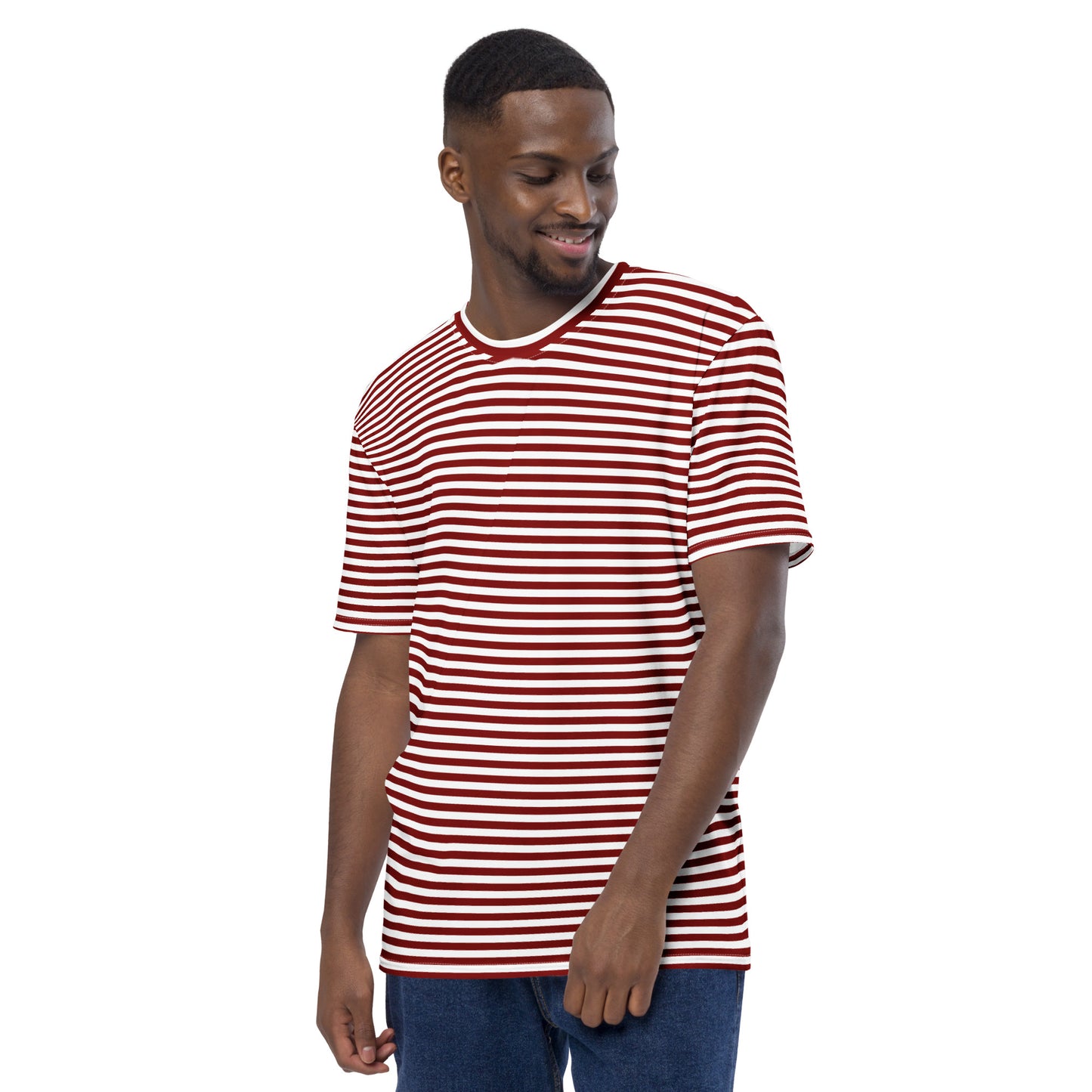 Men's Burgundy Striped T-Shirt - Activewear Well