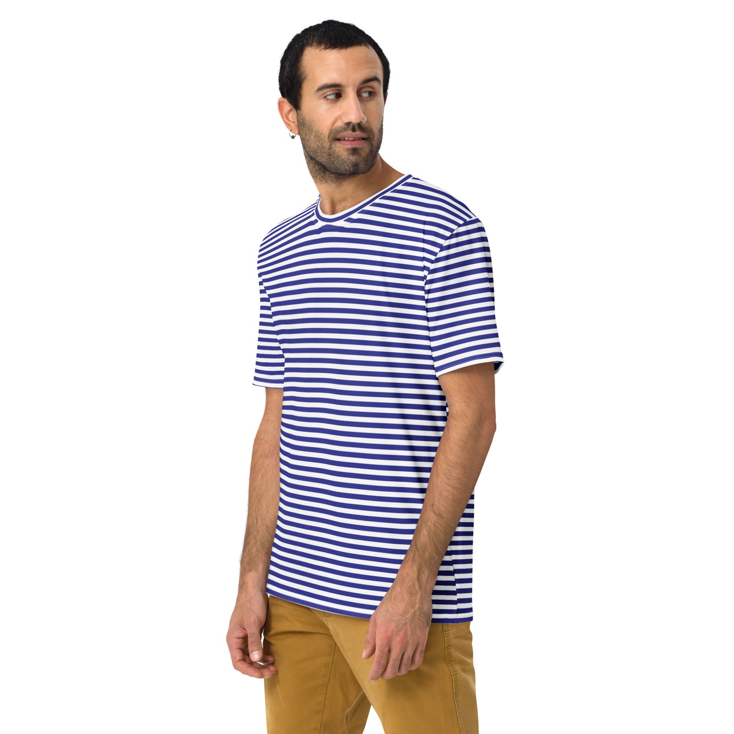 Men's Blue Striped Casual T-Shirt - Activewear Well