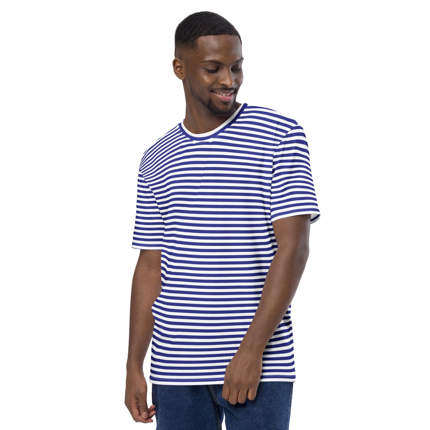 Men's Blue Striped Casual T-Shirt - Activewear Well