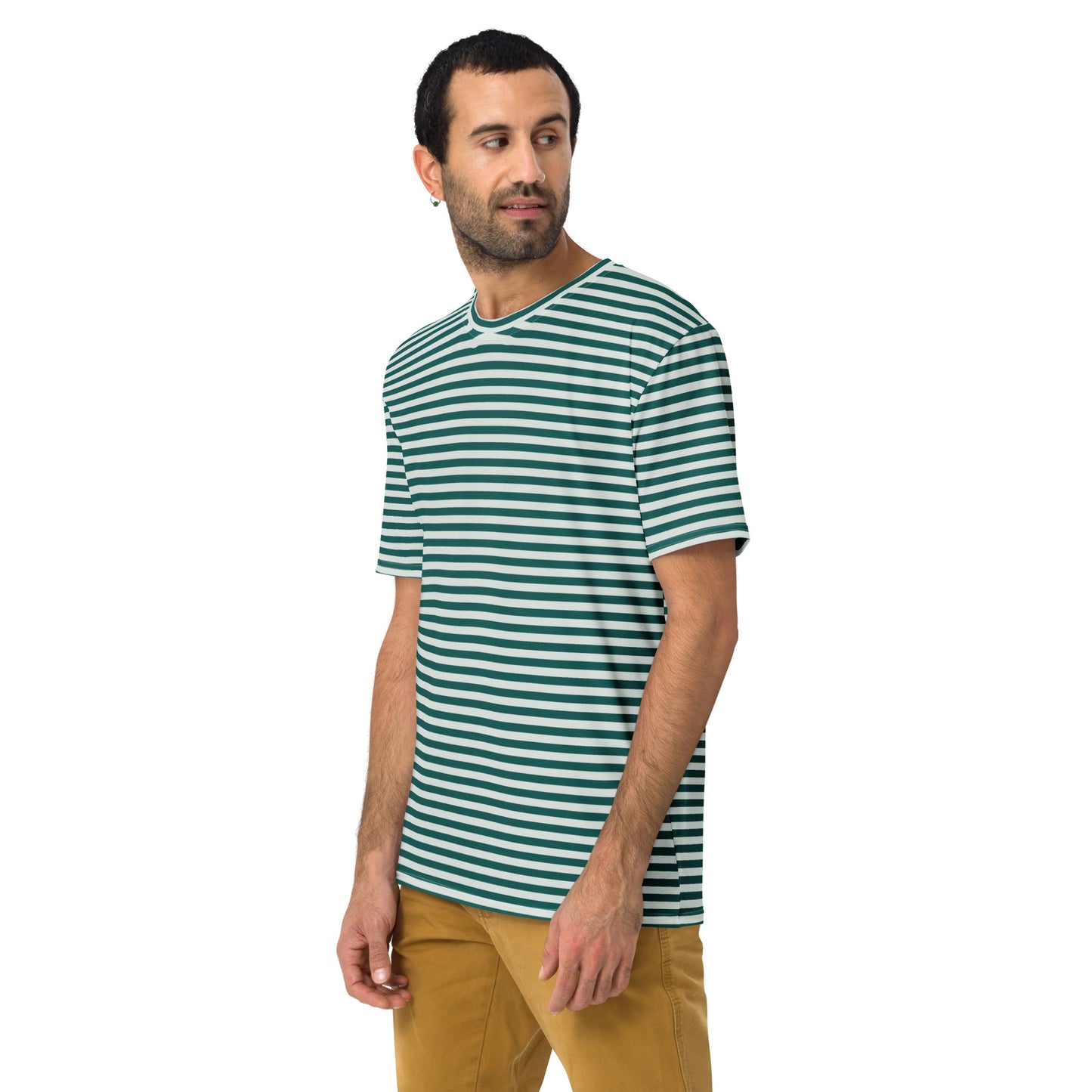 Men's Green Striped T-Shirt - Activewear Well