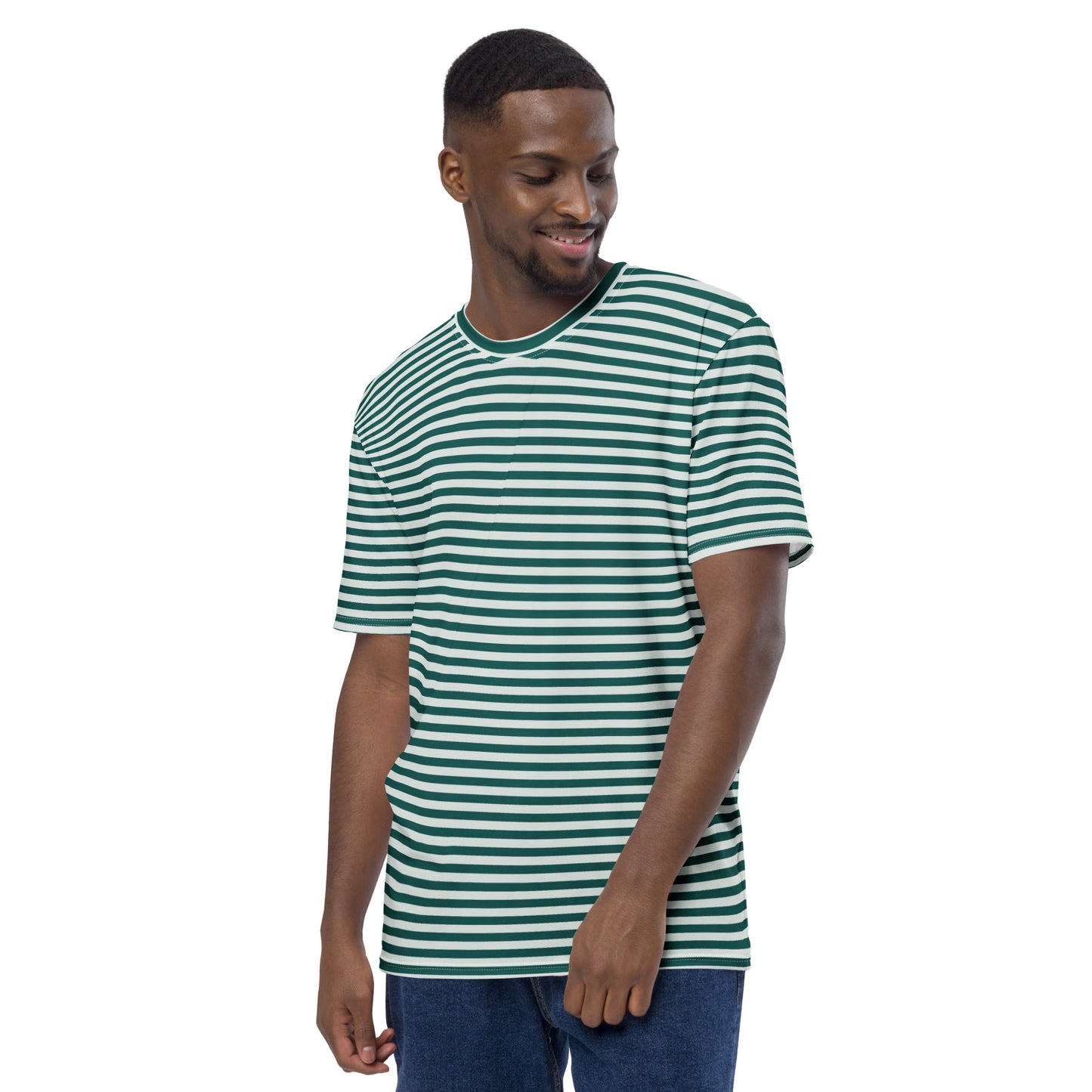 Men's Green Striped T-Shirt - Activewear Well