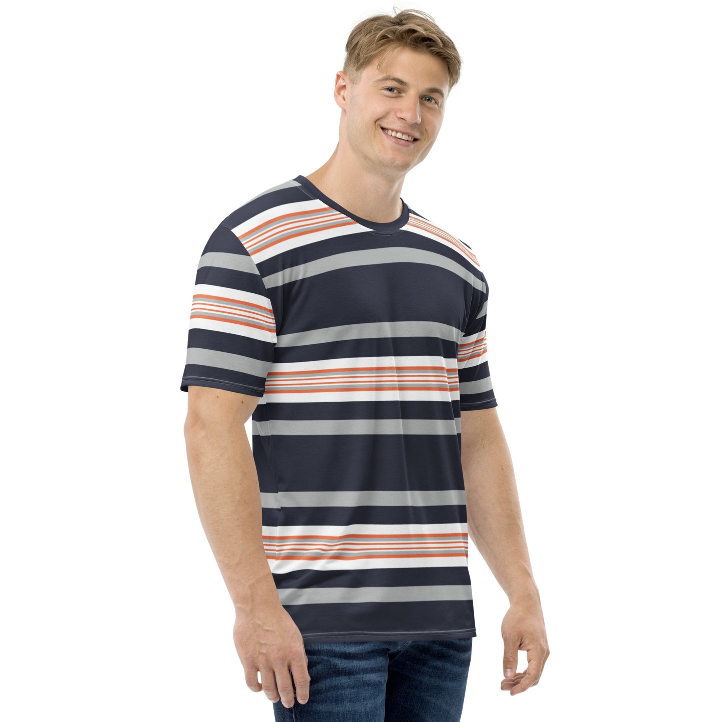 Men's Grey Striped T-Shirt - Activewear Well