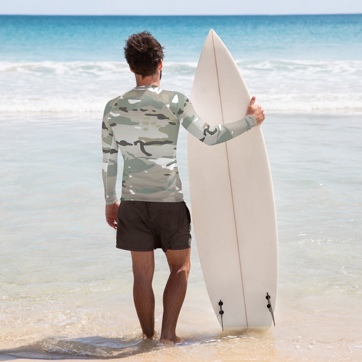 Desert Camo Men's Rash Guard - Activewear Well