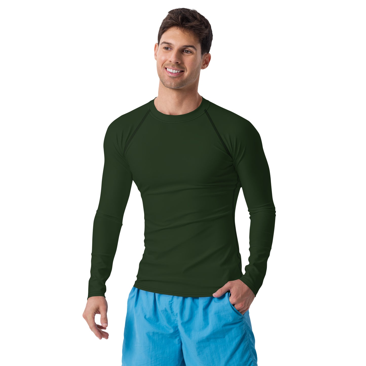 Men's Army Green Rash Guard - Activewear Well