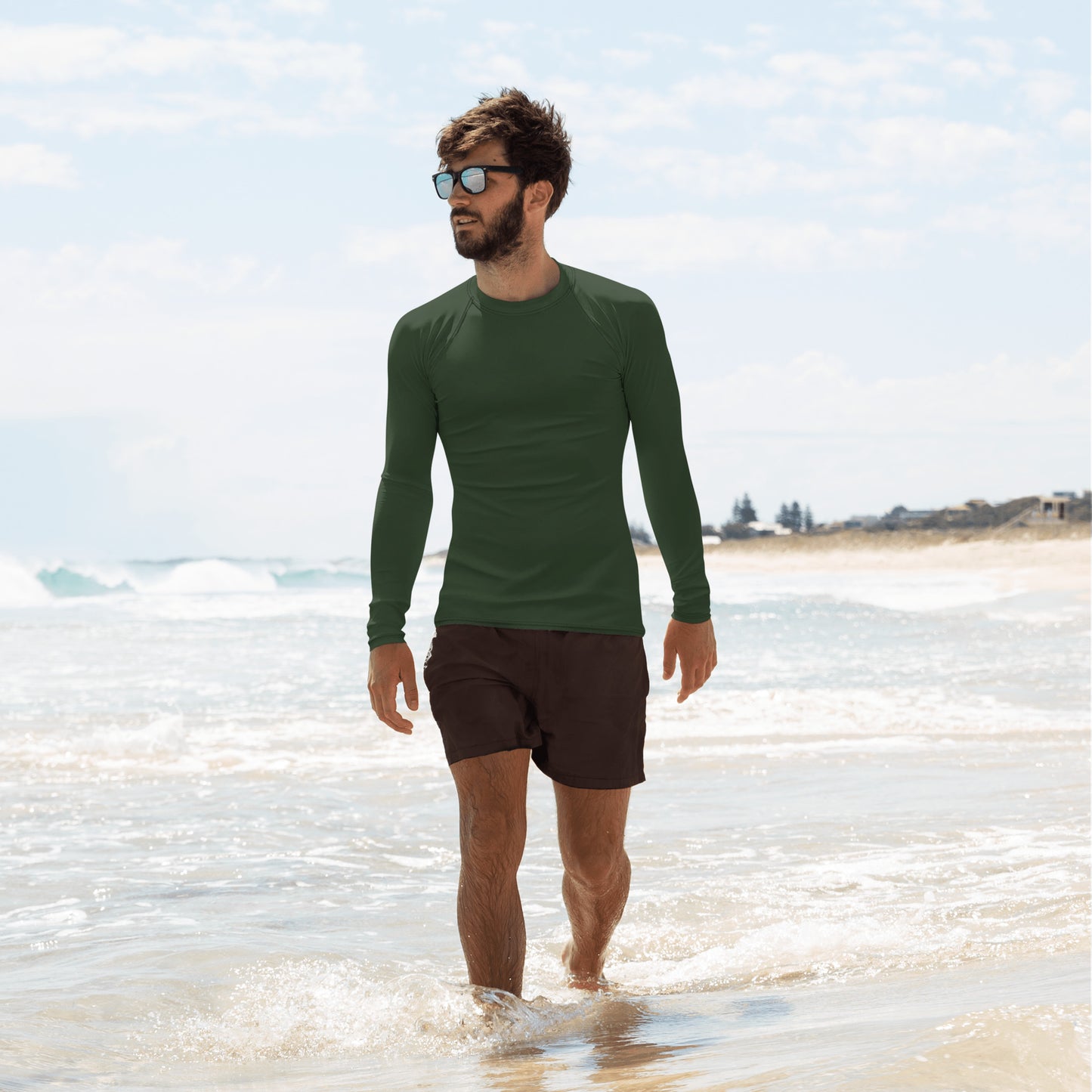 Men's Army Green Rash Guard - Activewear Well