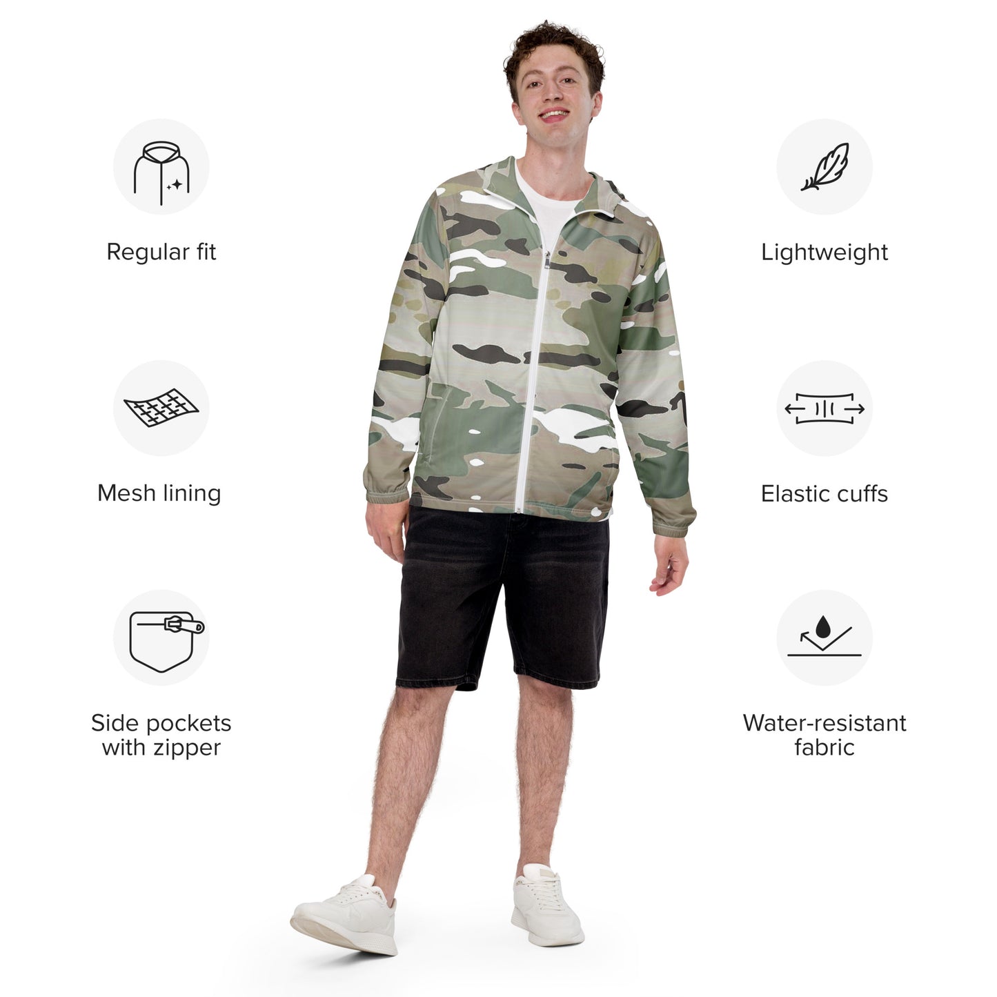 Desert Camo Men’s Windbreaker - Activewear Well