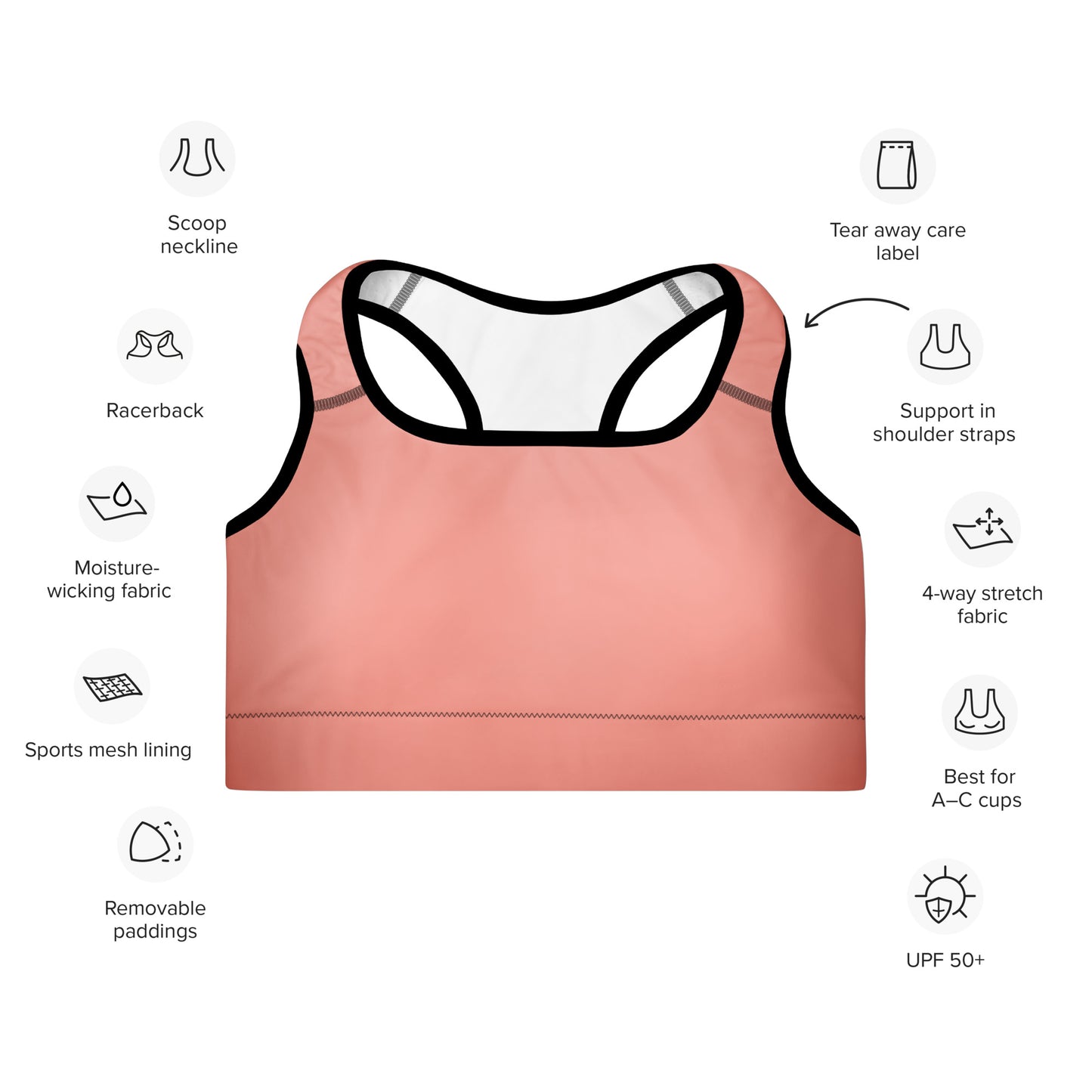 Pink Padded Sports Bra - Activewear Well