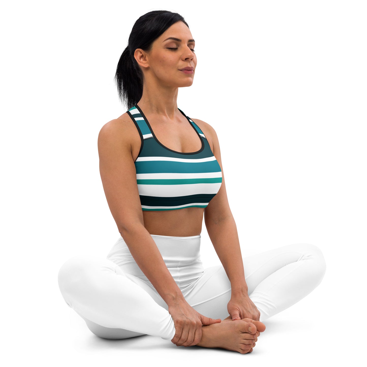 Green Striped Padded Sports Bra - Activewear Well