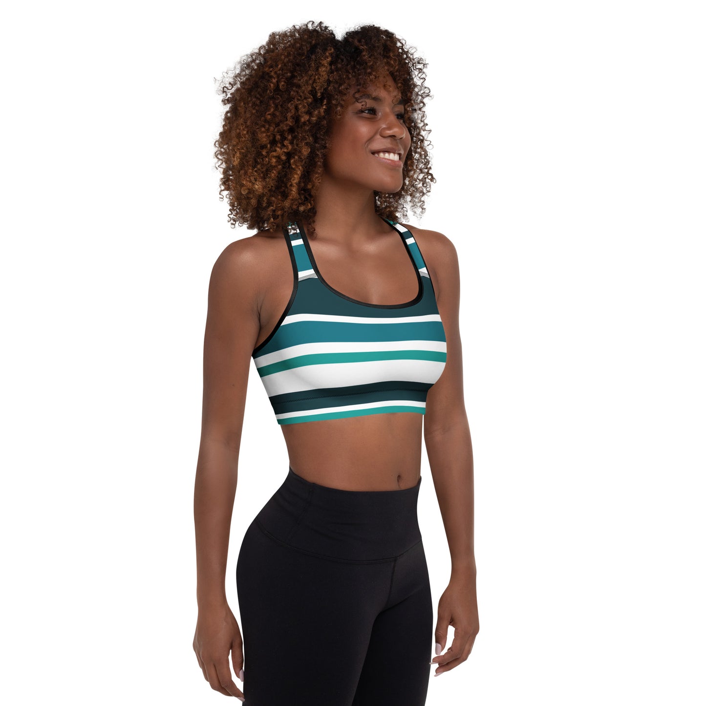 Green Striped Padded Sports Bra - Activewear Well