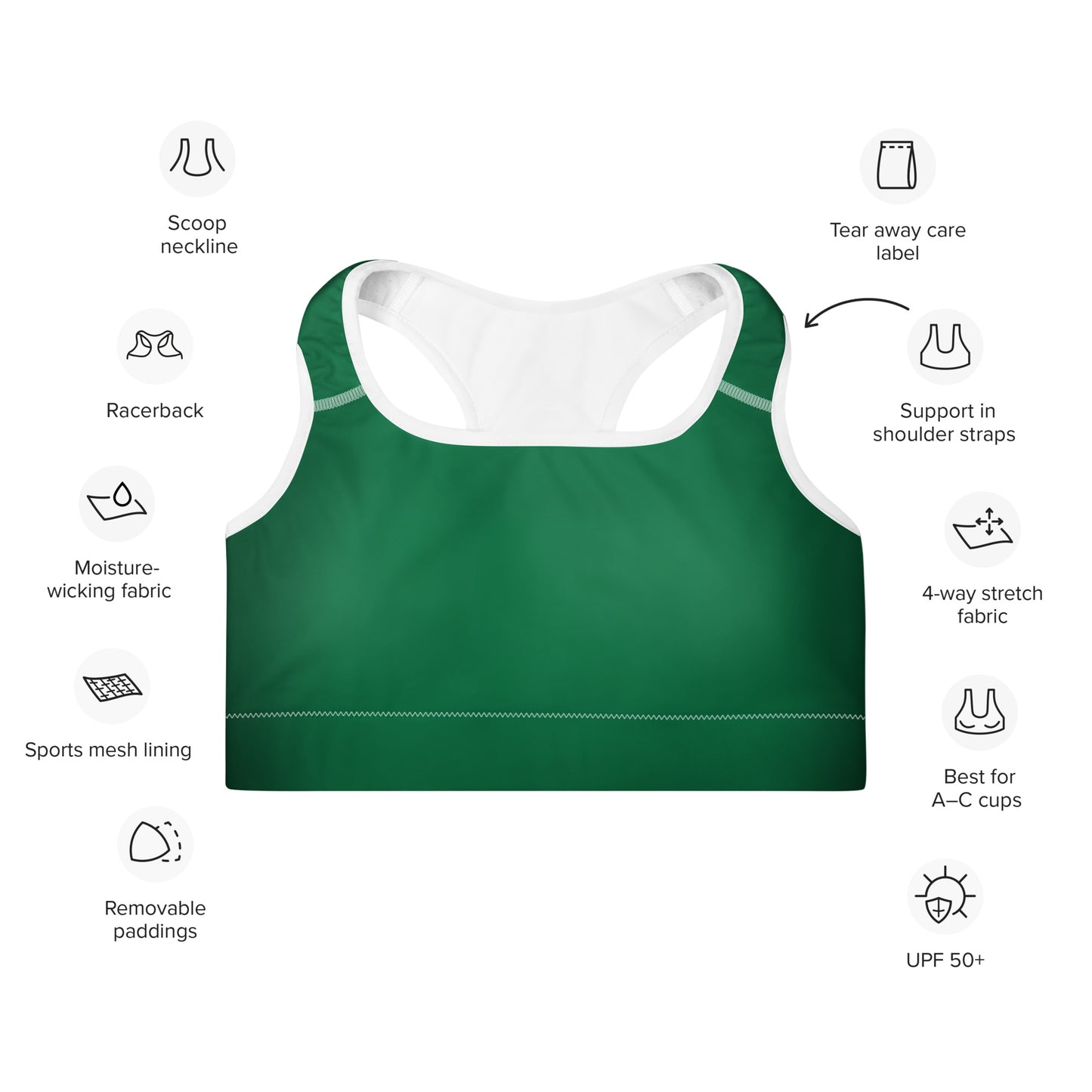 Green Padded Sports Bra - Activewear Well