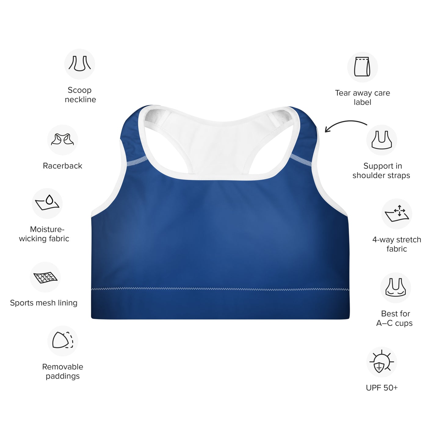 Royal Blue Padded Sports Bra - Activewear Well