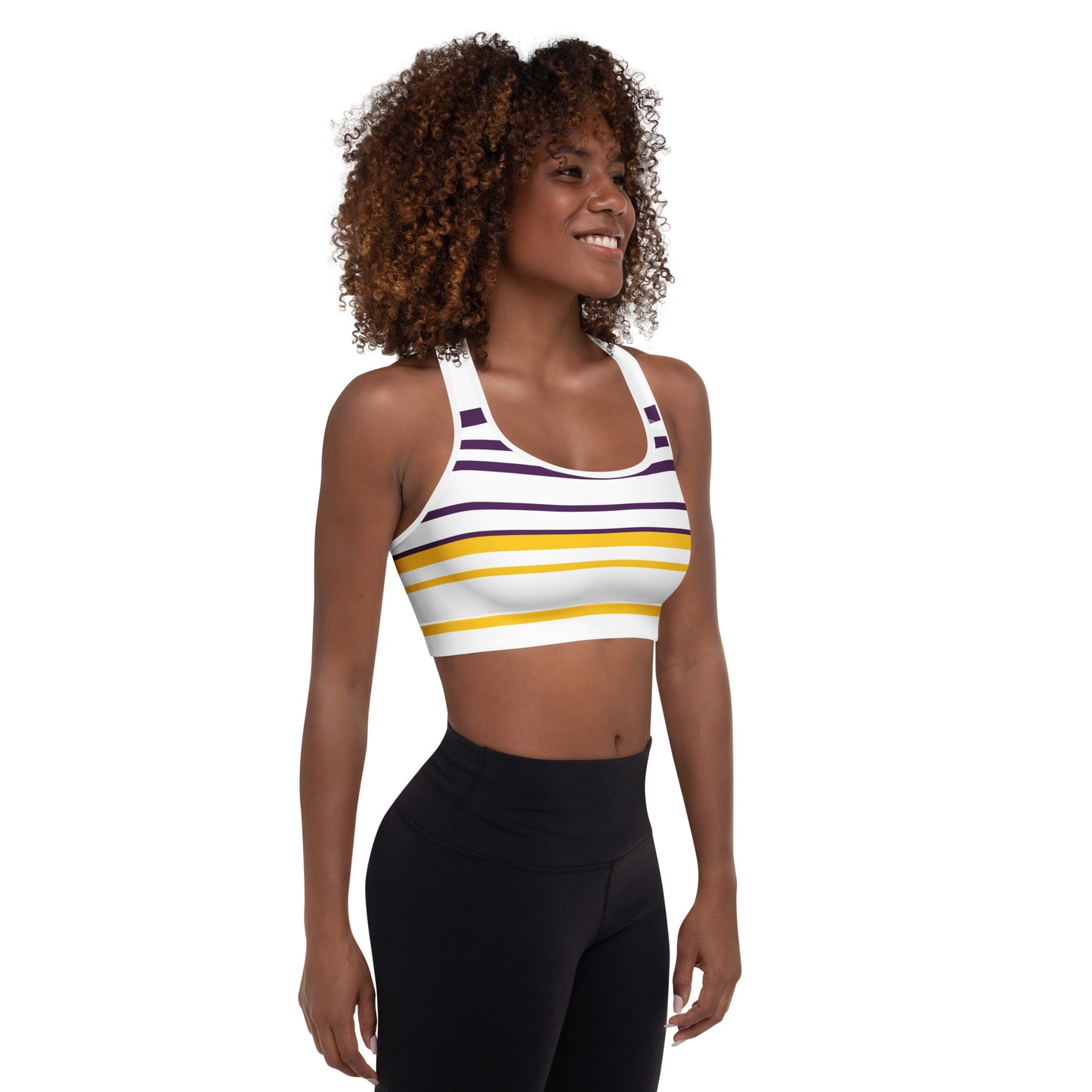 Yellow Striped Padded Sports Bra - Activewear Well