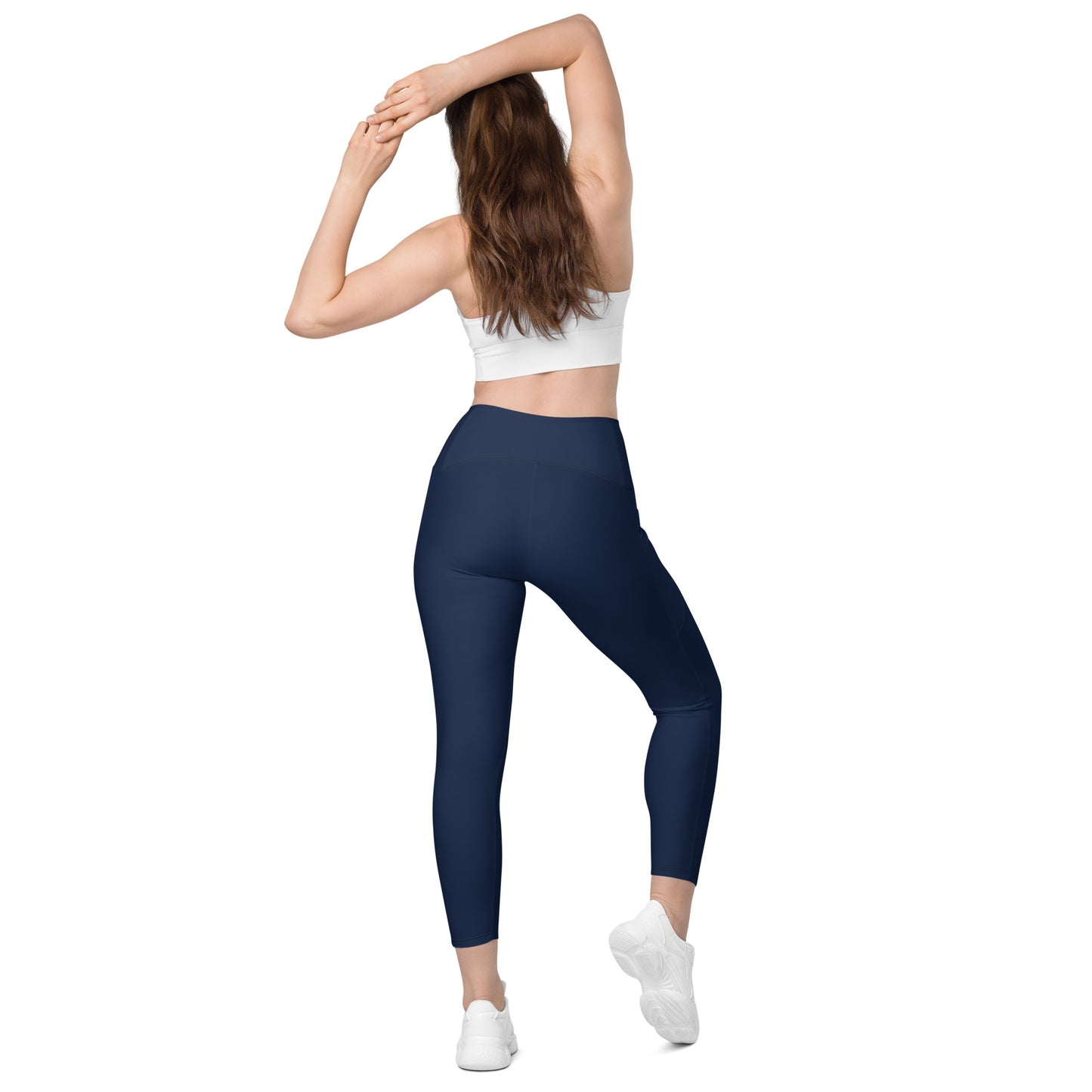 Navy High-Rise Leggings with pockets - Activewear Well