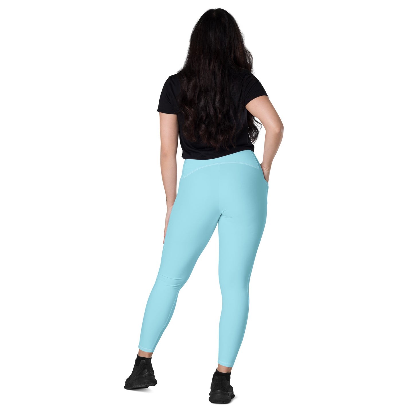 Blue high-Rise Leggings with pockets - Activewear Well