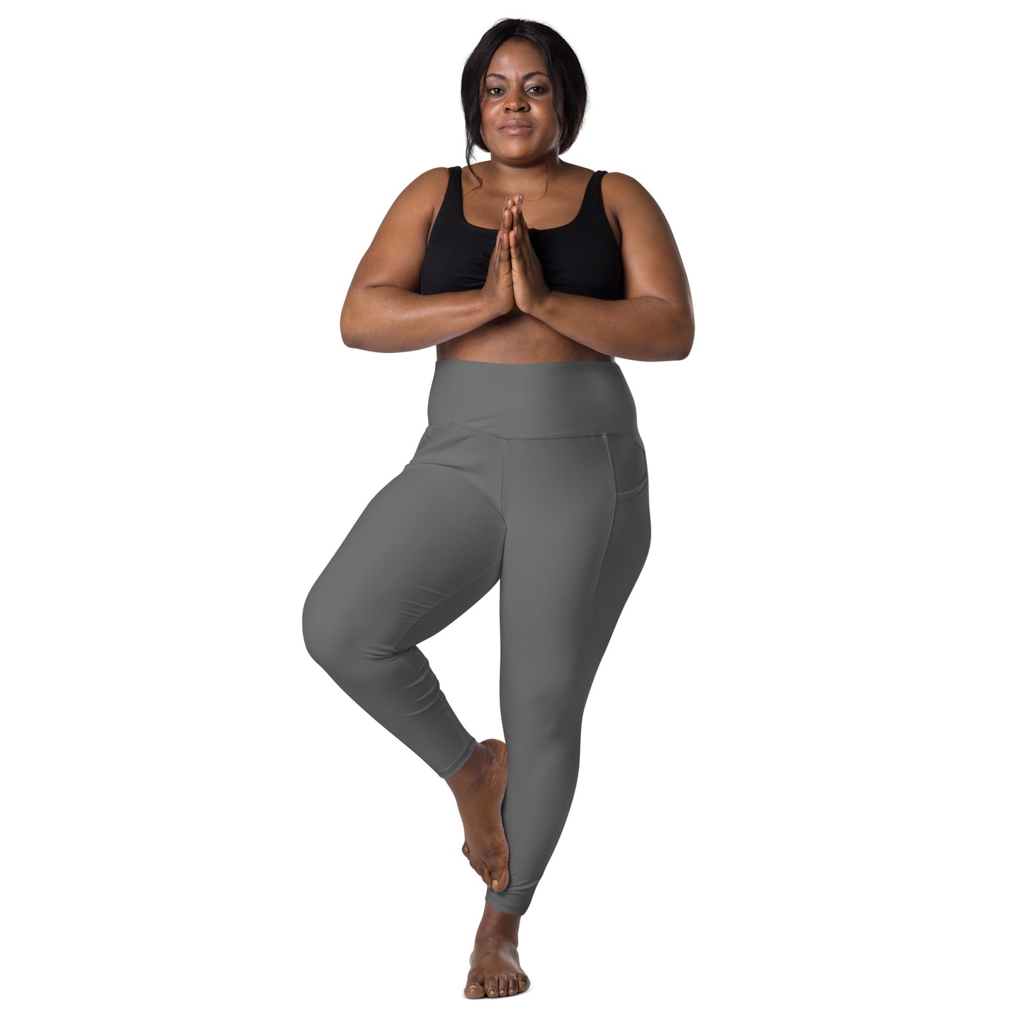 Grey High-Rise Leggings with pockets - Activewear Well