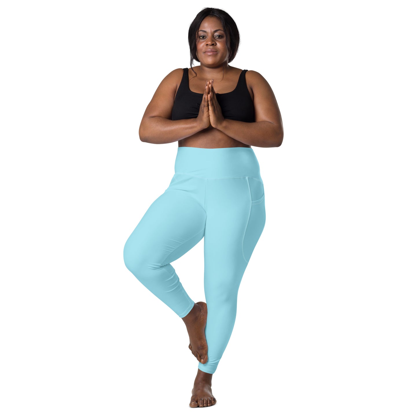 Blue high-Rise Leggings with pockets - Activewear Well
