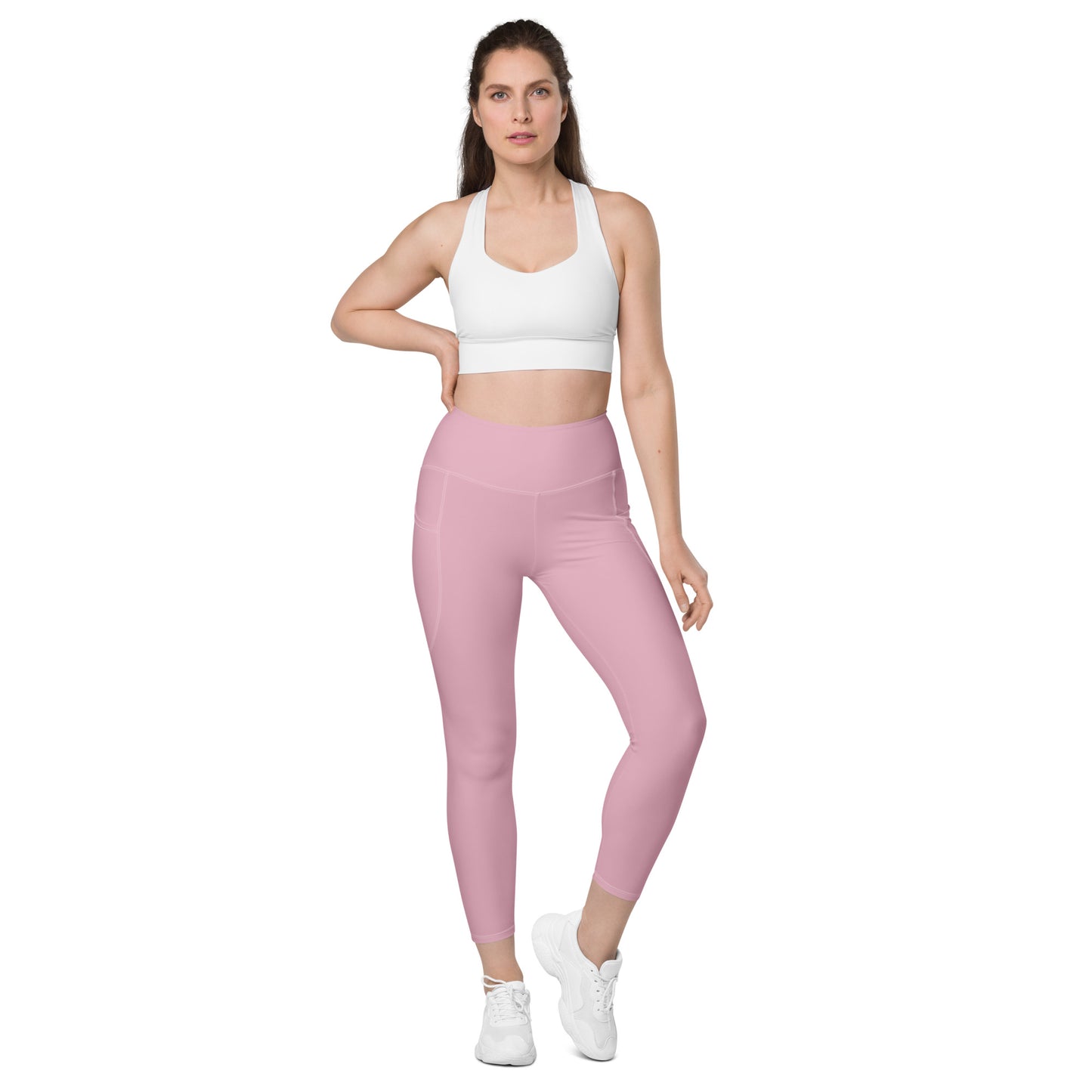 Neutral Pink Tight Leggings with Pockets - Activewear Well