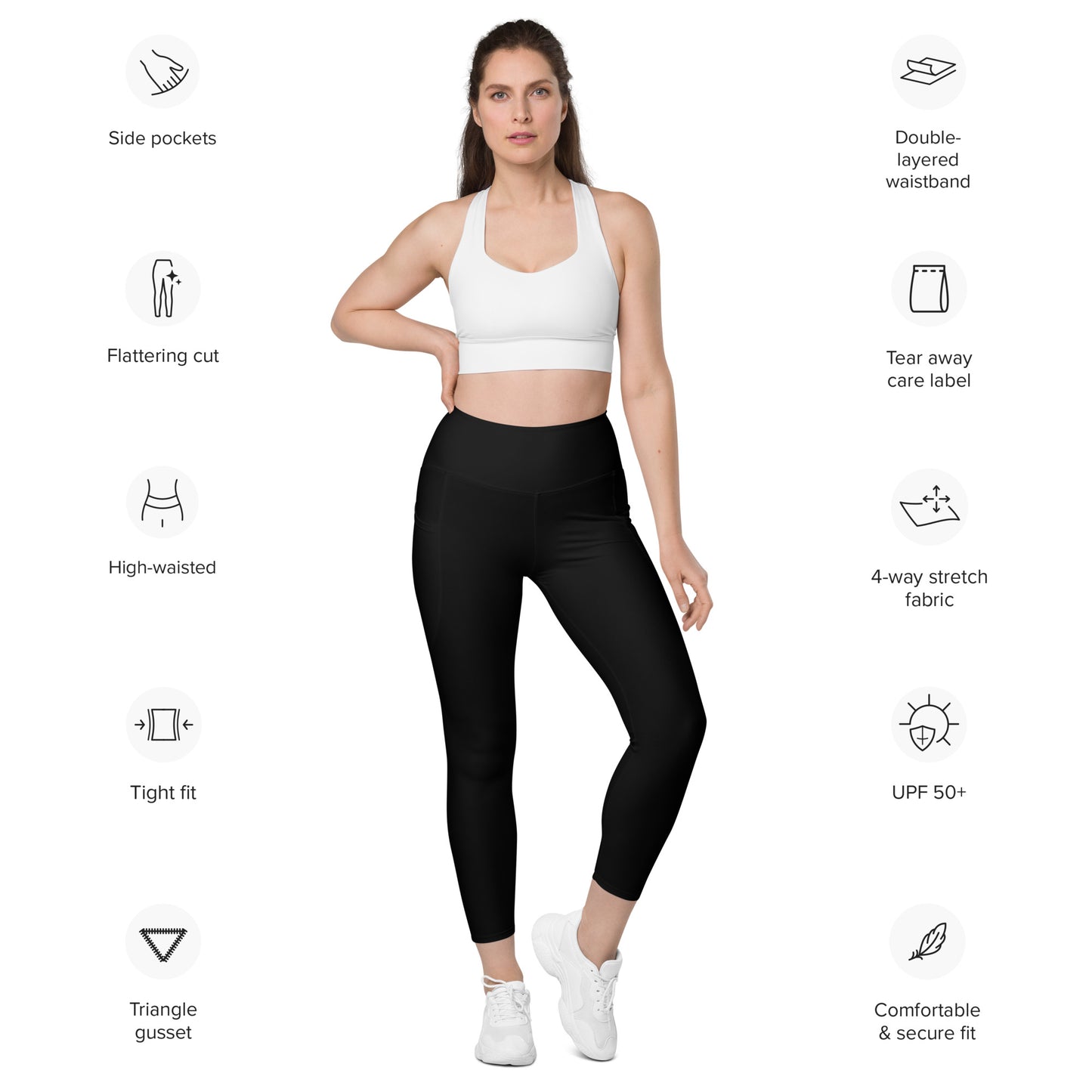 Black Tight Leggings with Pockets - Activewear Well