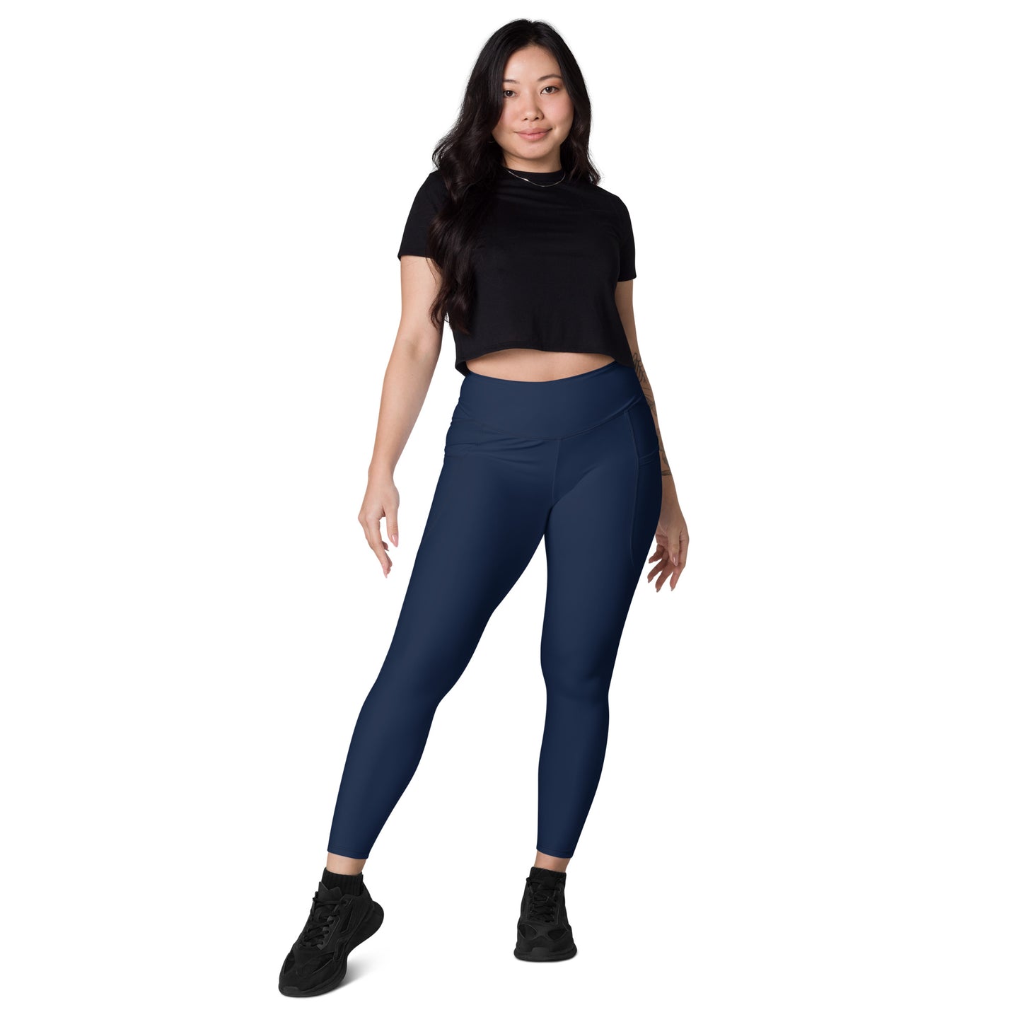 Navy High-Rise Leggings with pockets - Activewear Well