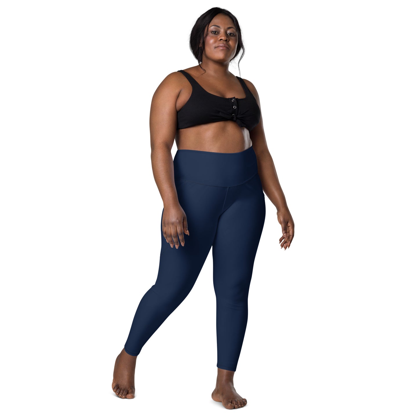 Navy High-Rise Leggings with pockets - Activewear Well