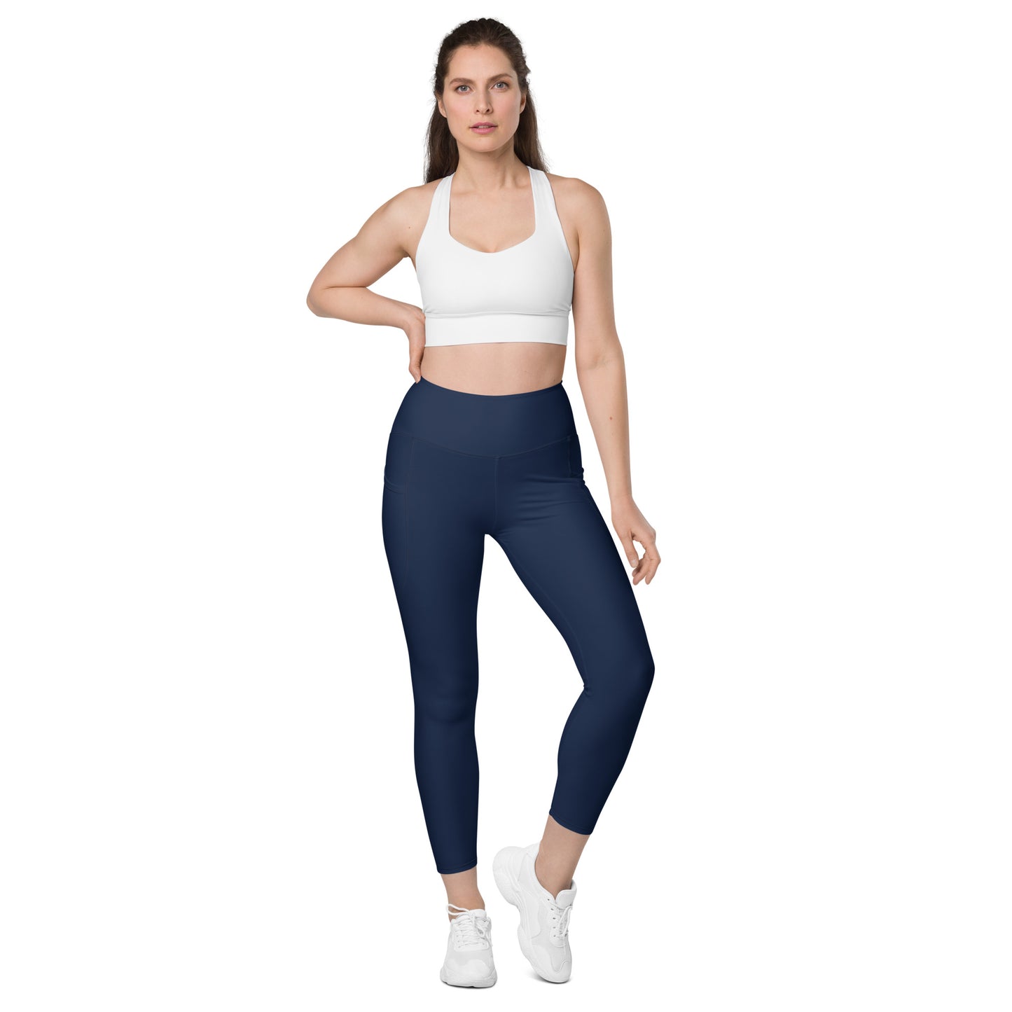 Navy High-Rise Leggings with pockets - Activewear Well