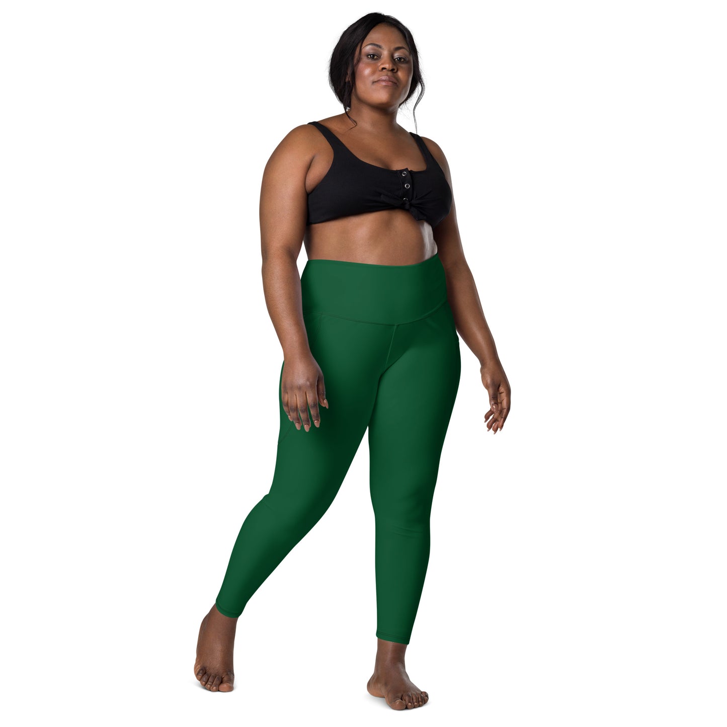 Forest Green High-Rise Leggings with pockets - Activewear Well