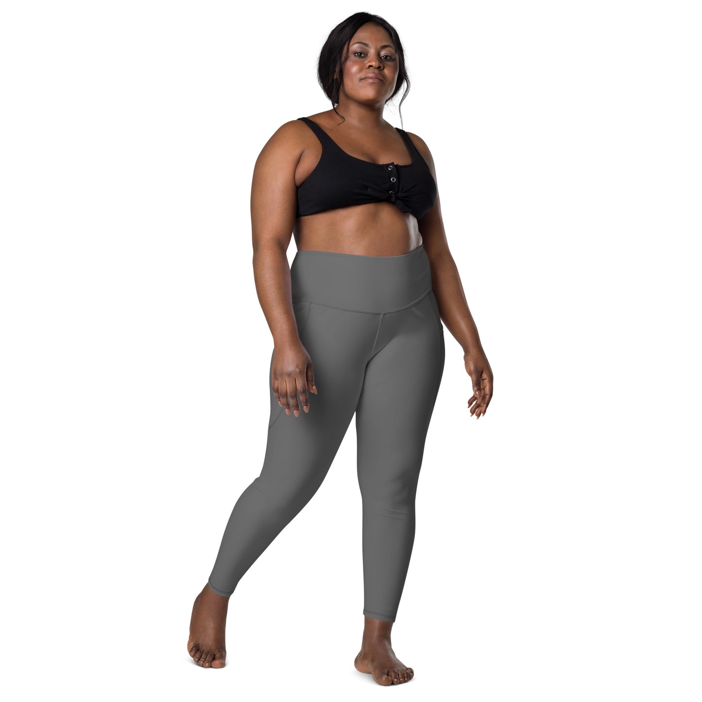 Grey High-Rise Leggings with pockets - Activewear Well
