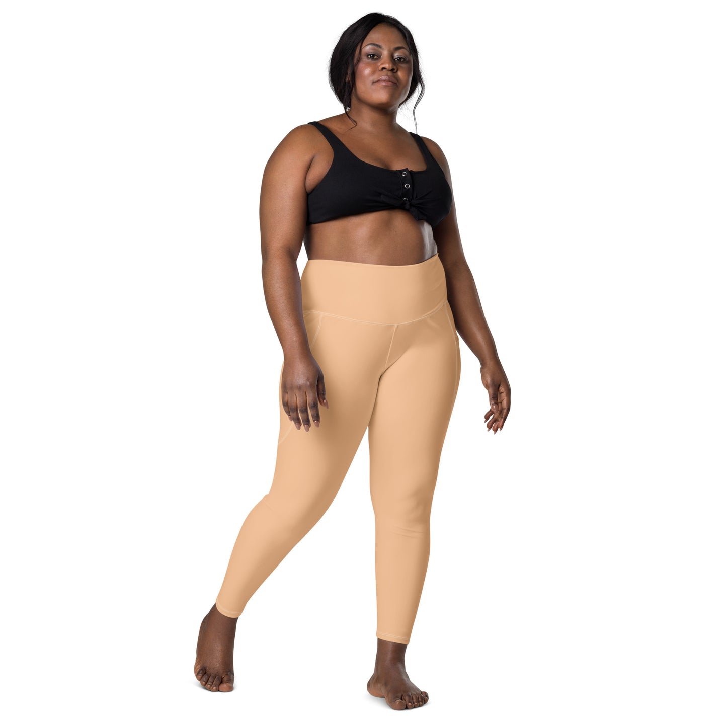 Beige High-Rise Leggings with pockets - Activewear Well