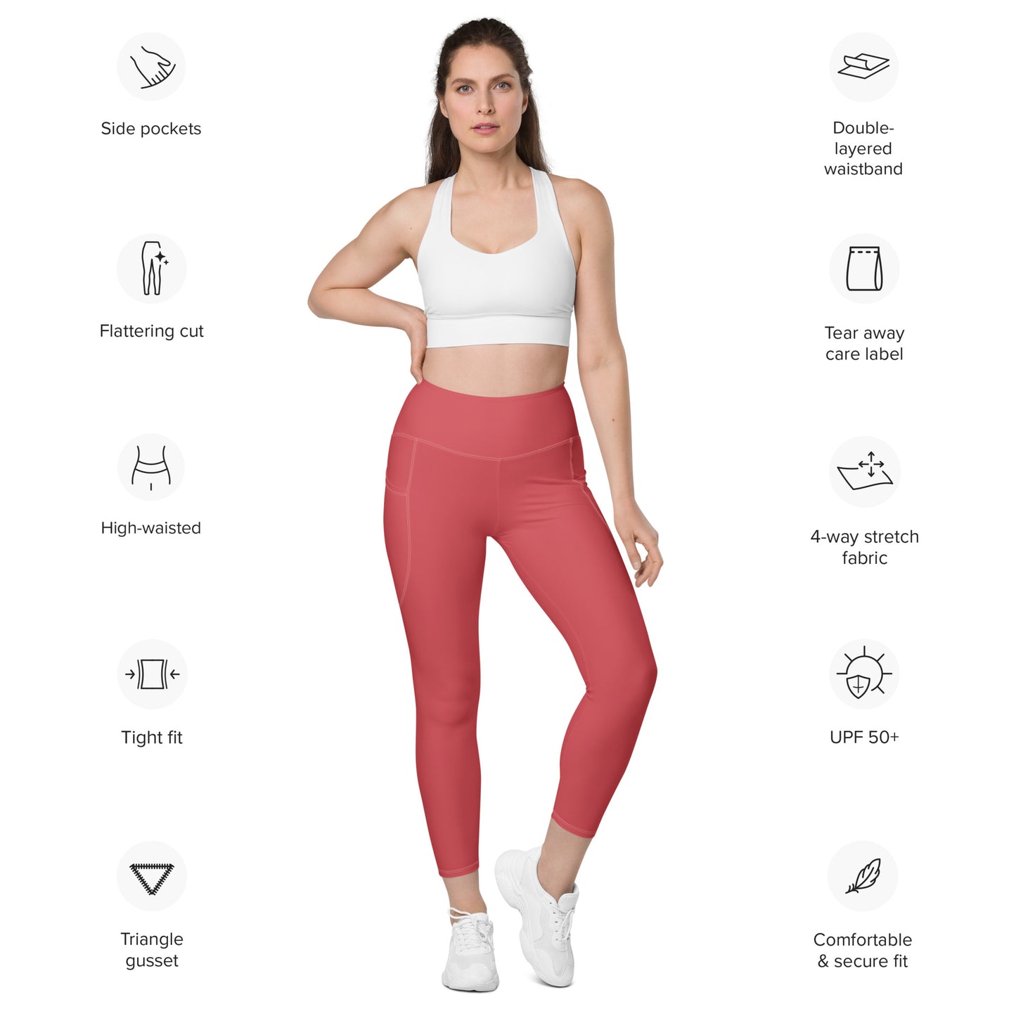Rose Gold Leggings with pockets - Activewear Well
