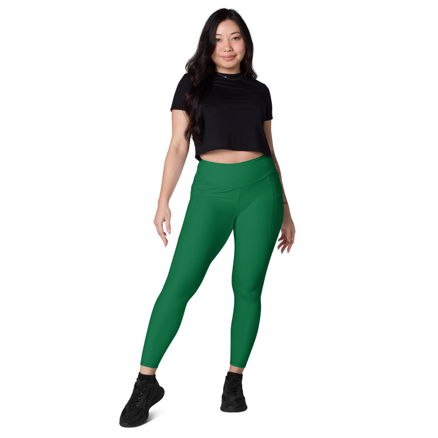 Green High-Rise Leggings with pockets - Activewear Well