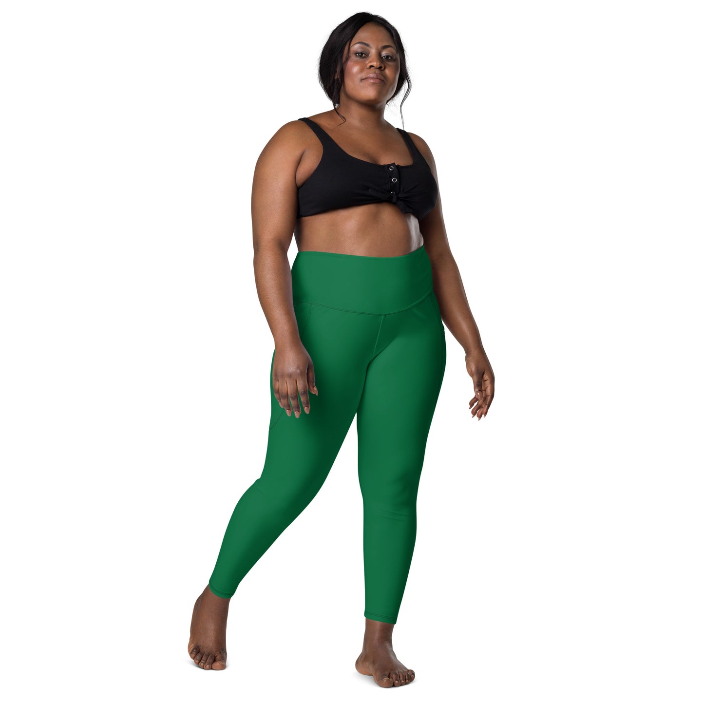 Green High-Rise Leggings with pockets - Activewear Well