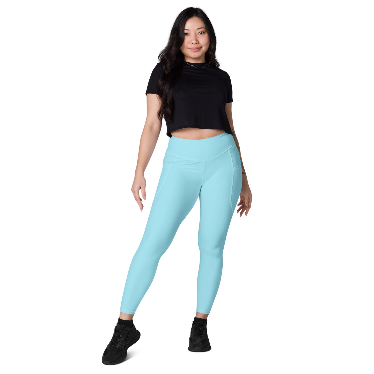 Blue high-Rise Leggings with pockets - Activewear Well