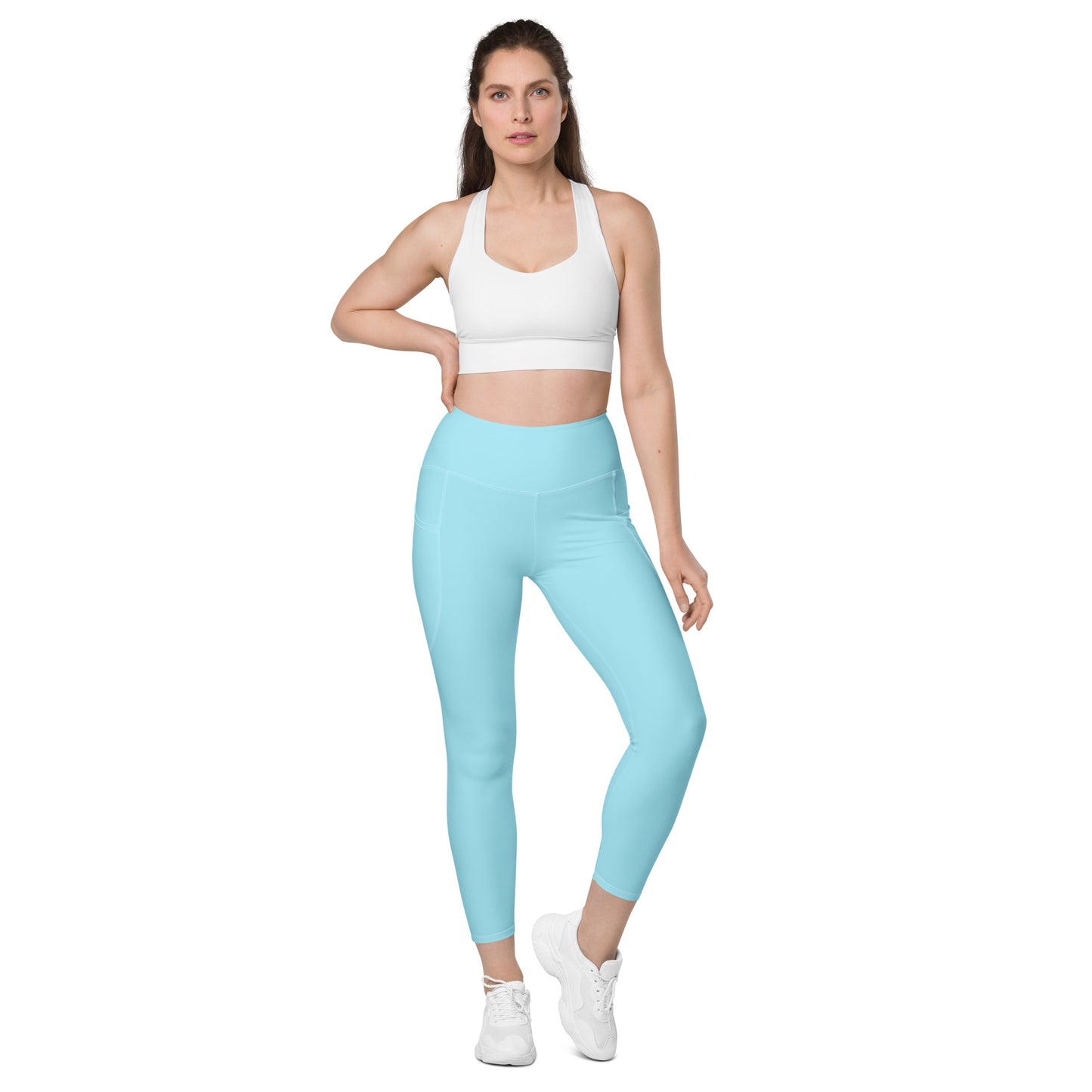 Blue high-Rise Leggings with pockets - Activewear Well