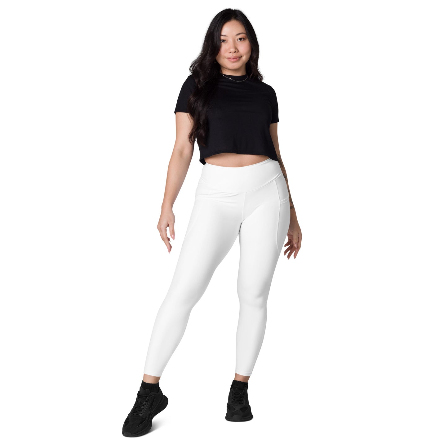 White High-Rise Leggings with pockets - Activewear Well
