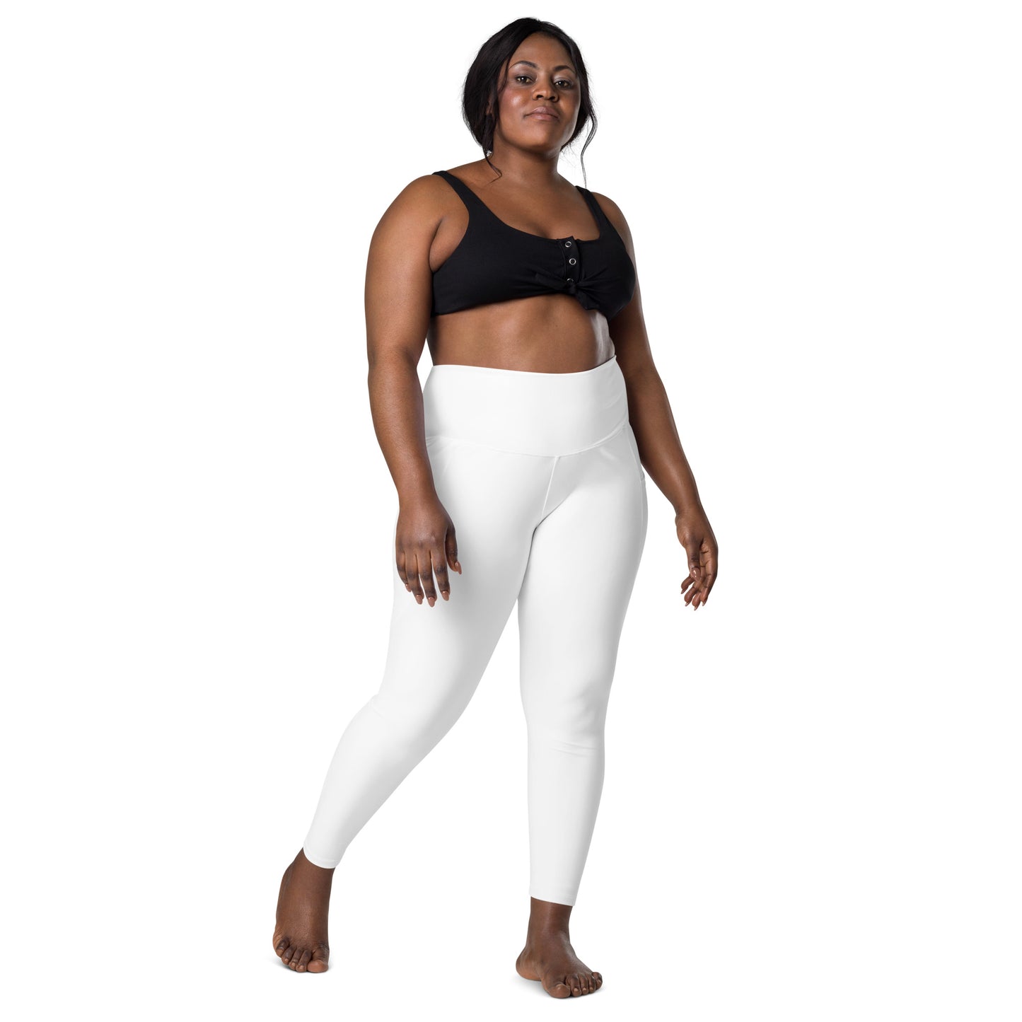White High-Rise Leggings with pockets - Activewear Well
