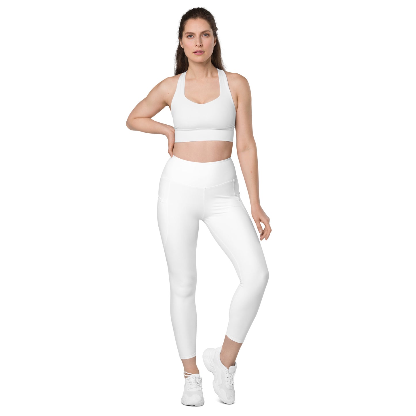 White High-Rise Leggings with pockets - Activewear Well