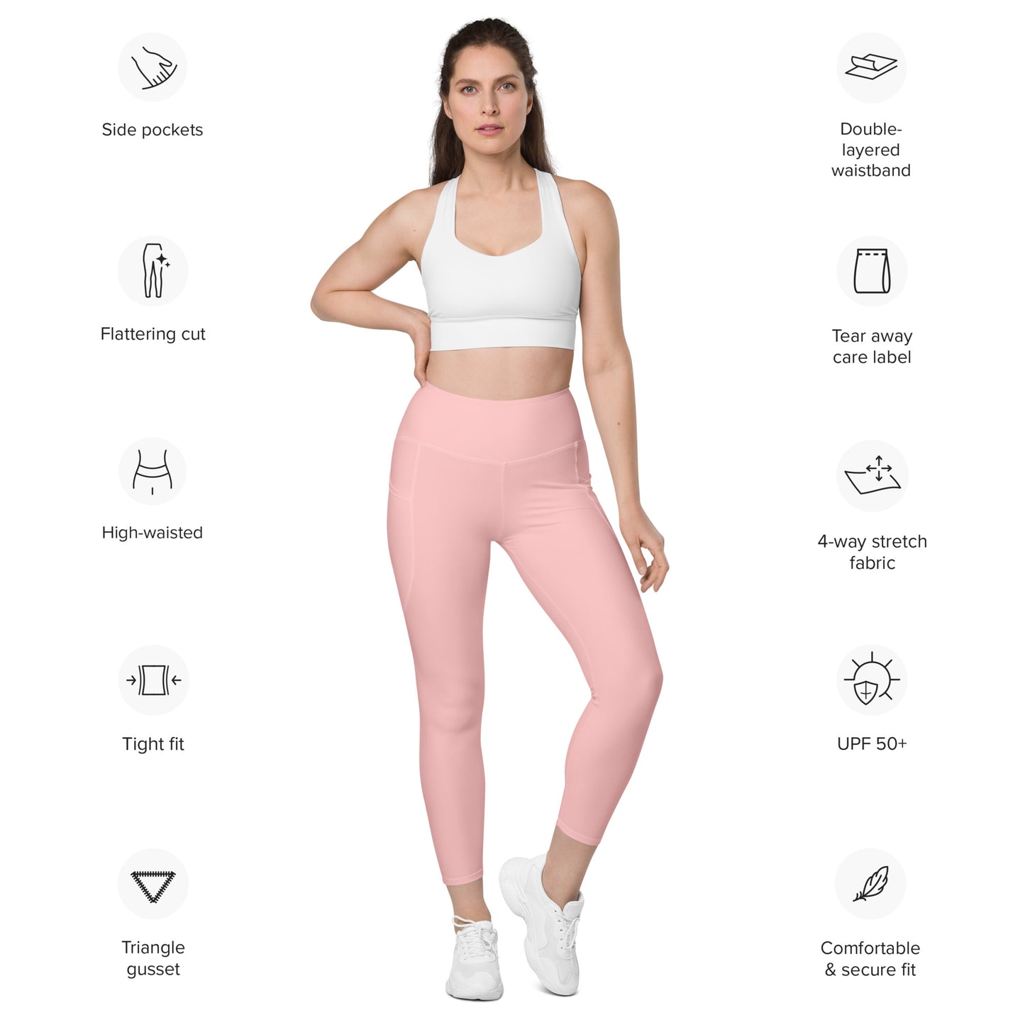 Neutral Pink Leggings with pockets - Activewear Well