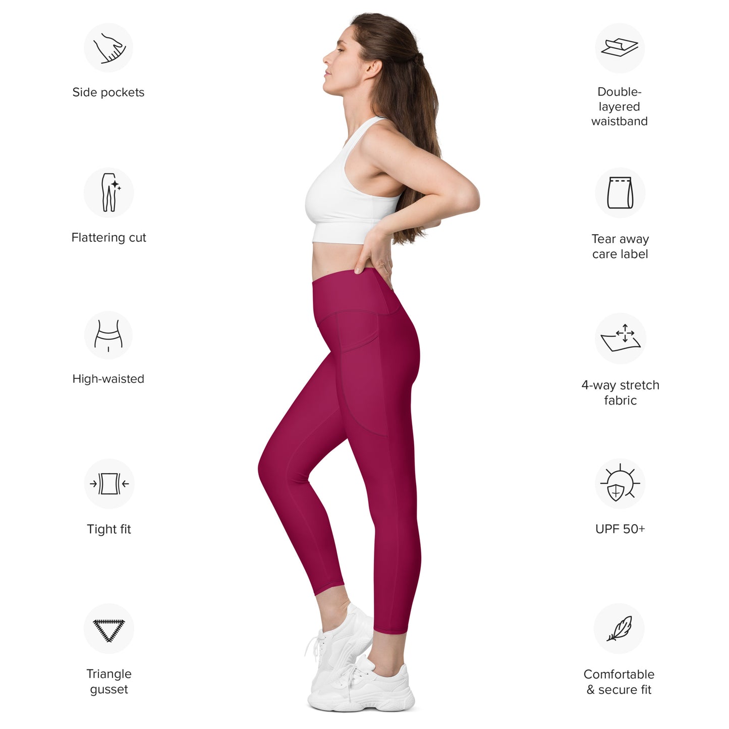Raspberry Tight Leggings with pockets - Activewear Well