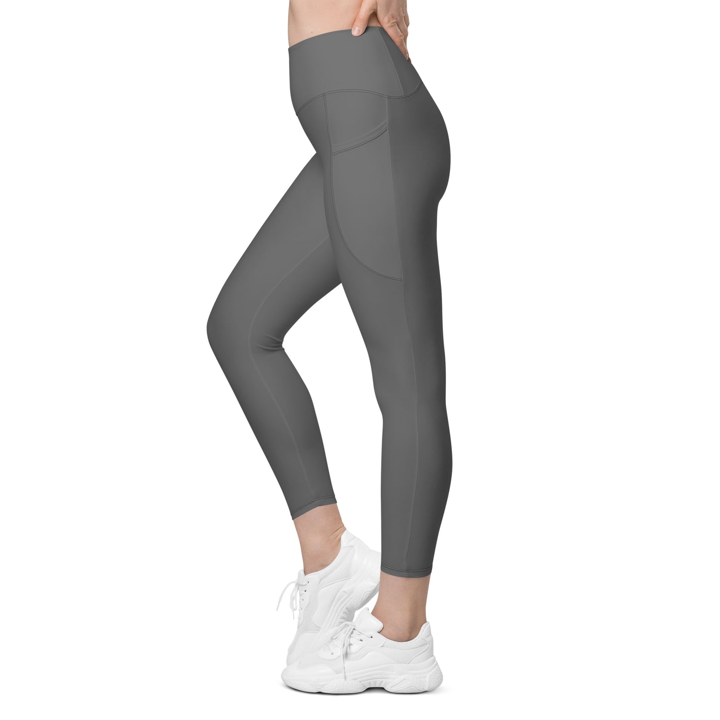 Grey High-Rise Leggings with pockets - Activewear Well