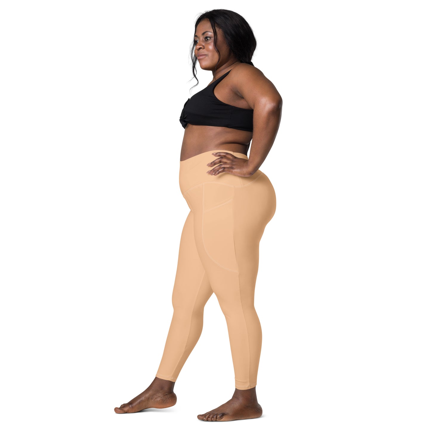 Beige High-Rise Leggings with pockets - Activewear Well